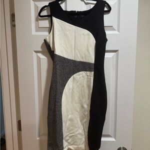 Elegant Black and White Colorblock Dress